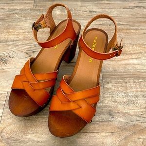 Madden Girl Brown Leather Wooden Block Heels